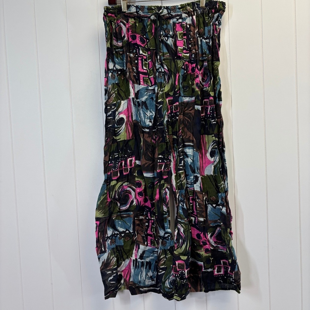 Unbranded Boho Festival Wide Leg Palazzo Pants Women Size XL Semi Sheer Hippie